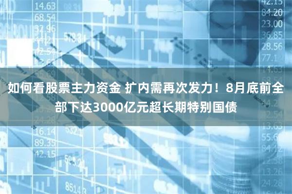 如何看股票主力资金 扩内需再次发力！8月底前全部下达3000亿元超长期特别国债