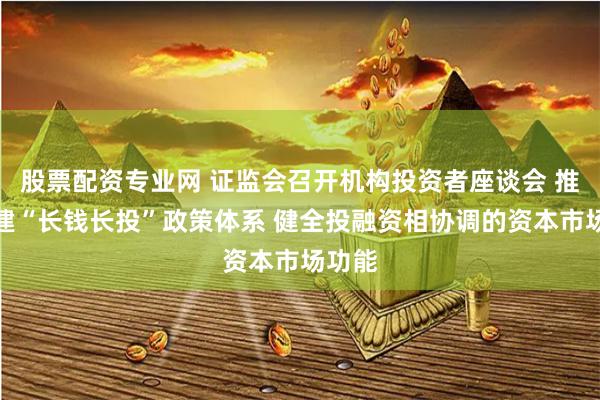 股票配资专业网 证监会召开机构投资者座谈会 推动构建“长钱长投”政策体系 健全投融资相协调的资本市场功能